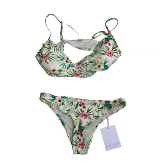 Betty Jade Women's Bikini Underwire Padded Tropical Large Top Medium Bottom NEW - Picture 6 of 6